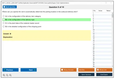 SAP C_S4CSC_2208 SAP Certified Application AssociateSAP S/4HANA Cloud (public)Supply Chain Implementation Practice test exam simulator test engine exam Prep practice test questions answers Image 9
