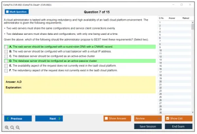 CompTIA CV0-002 CompTIA Cloud+ (CV0-002) Practice test exam simulator test engine exam Prep practice test questions answers Image 7