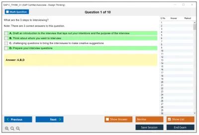 SAP C_THINK_01 SAP Certified Associate - Design Thinking Practice test exam simulator test engine exam Prep practice test questions answers Image 1