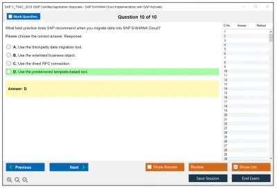 SAP C_TS4C_2018 SAP Certified Application Associate - SAP S/4HANA Cloud Implementation with SAP Activate Practice test exam simulator test engine exam Prep practice test questions answers Image 10