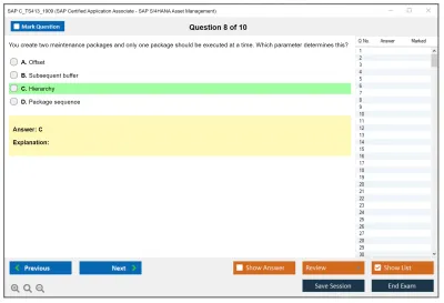 SAP C_TS413_1909 SAP Certified Application Associate - SAP S/4HANA Asset Management Practice test exam simulator test engine exam Prep practice test questions answers Image 8