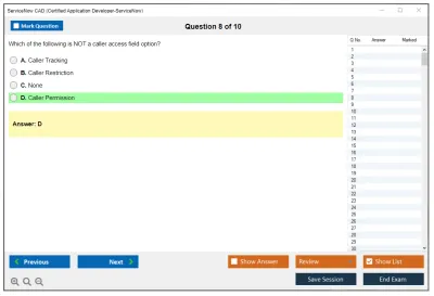 ServiceNow CAD Certified Application Developer - ServiceNow Practice test exam simulator test engine exam Prep practice test questions answers Image 8