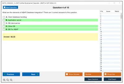 SAP E_HANAAW_14 SAP Certified Development Specialist - ABAP for SAP HANA 2.0 Practice test exam simulator test engine exam Prep practice test questions answers Image 4