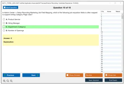 SAP C_THR84_2205 SAP Certified Application AssociateSAP SuccessFactors Recruiting: Candidate Experience 1H/2022 Practice test exam simulator test engine exam Prep practice test questions answers Image 10