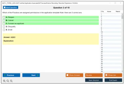SAP C_THR83_2205 SAP Certified Application AssociateSAP SuccessFactors Recruiting: Recruiter Experience 1H/2022 Practice test exam simulator test engine exam Prep practice test questions answers Image 3