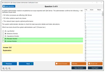Qlik QSSA2018 Qlik Sense System Administrator Certification Exam - June 2018 Release Practice test exam simulator test engine exam Prep practice test questions answers Image 3