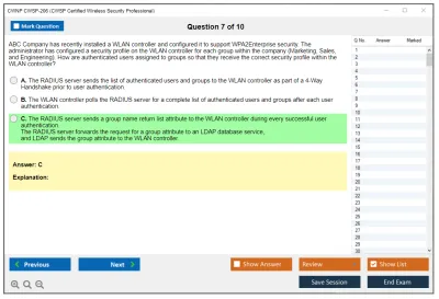 CWNP CWSP-206 CWSP Certified Wireless Security Professional Practice test exam simulator test engine exam Prep practice test questions answers Image 7