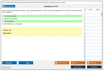 SAP C_THR84_2205 SAP Certified Application AssociateSAP SuccessFactors Recruiting: Candidate Experience 1H/2022 Practice test exam simulator test engine exam Prep practice test questions answers Image 4