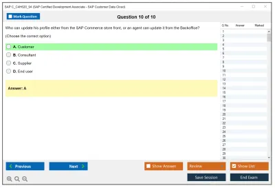 SAP C_C4H620_94 SAP Certified Development Associate - SAP Customer Data Cloud Practice test exam simulator test engine exam Prep practice test questions answers Image 10