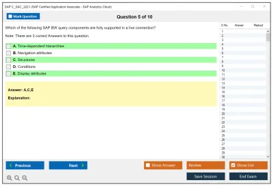 SAP C_SAC_2221 SAP Certified Application Associate - SAP Analytics Cloud Practice test exam simulator test engine exam Prep practice test questions answers Image 5