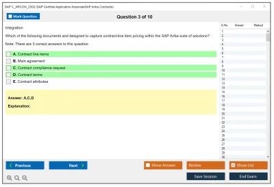 SAP C_ARCON_2302 SAP Certified Application AssociateSAP Ariba Contracts Practice test exam simulator test engine exam Prep practice test questions answers Image 3