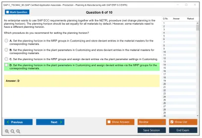 SAP C_TSCM42_66 SAP Certified Application Associate - Production - Planning &amp; Manufacturing with SAP ERP 6.0 EHP6 Practice test exam simulator test engine exam Prep practice test questions answers Image 6