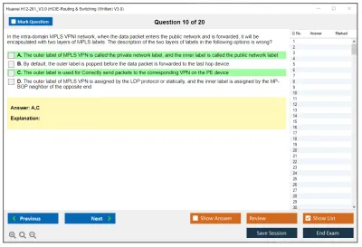Huawei H12-261_V3.0 HCIE-Routing & Switching (Written) V3.0 Practice test exam simulator test engine exam Prep practice test questions answers Image 10