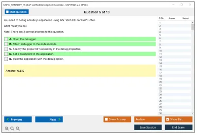 SAP C_HANADEV_15 SAP Certified Development Associate - SAP HANA 2.0 SPS03 Practice test exam simulator test engine exam Prep practice test questions answers Image 5