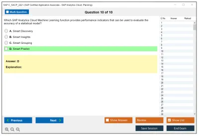 SAP C_SACP_2221 SAP Certified Application Associate - SAP Analytics Cloud: Planning Practice test exam simulator test engine exam Prep practice test questions answers Image 10