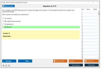 Juniper JN0-230 Security-Associate (JNCIA-SEC) Practice test exam simulator test engine exam Prep practice test questions answers Image 8