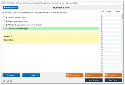 SAP C_THR83_2205 SAP Certified Application AssociateSAP SuccessFactors Recruiting: Recruiter Experience 1H/2022 Practice test exam simulator test engine exam Prep practice test questions answers Image 9