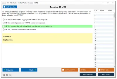 McAfee MA0-103 McAfee Certified Product Specialist - DLPE Practice test exam simulator test engine exam Prep practice test questions answers Image 10