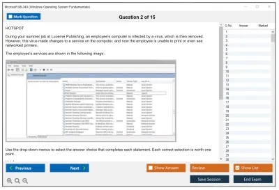 Microsoft 98-349 Windows Operating System Fundamentals Practice test exam simulator test engine exam Prep practice test questions answers Image 2