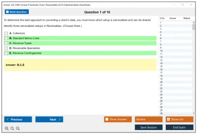 Oracle 1z0-1056 Oracle Financials Cloud: Receivables 2019 Implementation Essentials Practice test exam simulator test engine exam Prep practice test questions answers Image 1