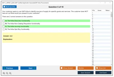 SAP C_ARP2P_2208 SAP Certified Application AssociateSAP Ariba Procurement Practice test exam simulator test engine exam Prep practice test questions answers Image 5