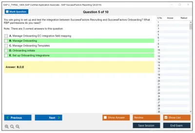 SAP C_THR92_1908 SAP Certified Application Associate - SAP SuccessFactors Reporting Q3/2019 Practice test exam simulator test engine exam Prep practice test questions answers Image 5