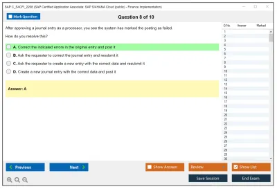 SAP C_S4CFI_2208 SAP Certified Application Associate: SAP S/4HANA Cloud (public) - Finance Implementation Practice test exam simulator test engine exam Prep practice test questions answers Image 8