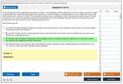 Google Professional-Collaboration-Engineer Google Cloud Certified - Professional Collaboration Engineer Practice test exam simulator test engine exam Prep practice test questions answers Image 6