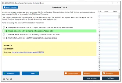 Qlik QSSA2018 Qlik Sense System Administrator Certification Exam - June 2018 Release Practice test exam simulator test engine exam Prep practice test questions answers Image 7