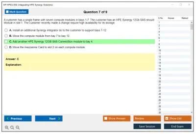 HP HPE0-S50 Integrating HPE Synergy Solutions Practice test exam simulator test engine exam Prep practice test questions answers Image 7