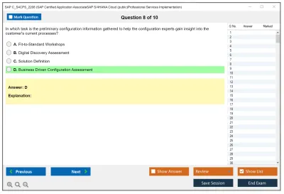 SAP C_S4CPS_2208 SAP Certified Application AssociateSAP S/4HANA Cloud (public)Professional Services Implementation Practice test exam simulator test engine exam Prep practice test questions answers Image 8