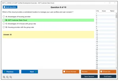 SAP C_C4H620_94 SAP Certified Development Associate - SAP Customer Data Cloud Practice test exam simulator test engine exam Prep practice test questions answers Image 8