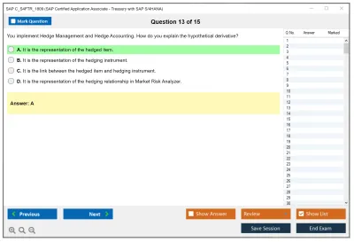 SAP C_S4FTR_1809 SAP Certified Application Associate - Treasury with SAP S/4HANA Practice test exam simulator test engine exam Prep practice test questions answers Image 13