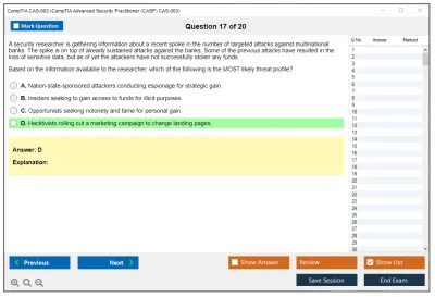 CompTIA CAS-003 CompTIA Advanced Security Practitioner (CASP) CAS-003 Practice test exam simulator test engine exam Prep practice test questions answers Image 17