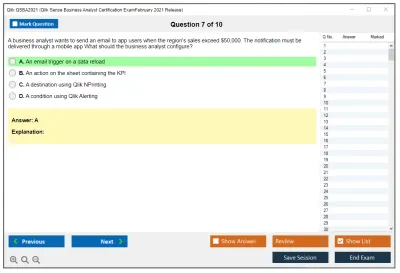 Qlik QSBA2021 Qlik Sense Business Analyst Certification Exam - February 2021 Release Practice test exam simulator test engine exam Prep practice test questions answers Image 7