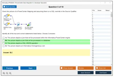 Informatica PR000041 PowerCenter Data Integration 9.x:Developer Specialist Practice test exam simulator test engine exam Prep practice test questions answers Image 5
