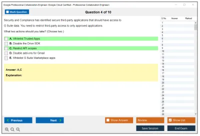Google Professional-Collaboration-Engineer Google Cloud Certified - Professional Collaboration Engineer Practice test exam simulator test engine exam Prep practice test questions answers Image 4