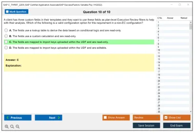 SAP C_THR87_2205 SAP Certified Application AssociateSAP SuccessFactors Variable Pay 1H/2022 Practice test exam simulator test engine exam Prep practice test questions answers Image 10