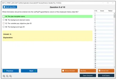 SAP C_THR87_2205 SAP Certified Application AssociateSAP SuccessFactors Variable Pay 1H/2022 Practice test exam simulator test engine exam Prep practice test questions answers Image 9