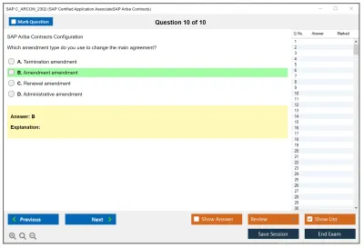 SAP C_ARCON_2302 SAP Certified Application AssociateSAP Ariba Contracts Practice test exam simulator test engine exam Prep practice test questions answers Image 10
