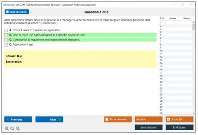 ServiceNow CIS-APM Certified Implementation Specialist - Application Portfolio Management (APM) Practice test exam simulator test engine exam Prep practice test questions answers Image 1