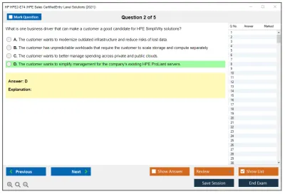 HP HPE2-E74 HPE Sales CertifiedEntry Level Solutions [2021] Practice test exam simulator test engine exam Prep practice test questions answers Image 2