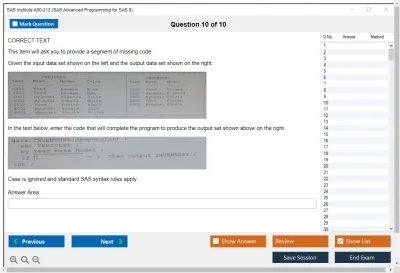 SAS Institute A00-212 SAS Advanced Programming for SAS 9 Practice test exam simulator test engine exam Prep practice test questions answers Image 10
