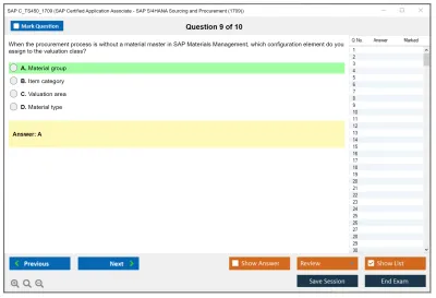 SAP C_TS450_1709 SAP Certified Application Associate - SAP S/4HANA Sourcing and Procurement (1709) Practice test exam simulator test engine exam Prep practice test questions answers Image 9