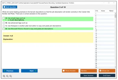 SAP C_THR84_2205 SAP Certified Application AssociateSAP SuccessFactors Recruiting: Candidate Experience 1H/2022 Practice test exam simulator test engine exam Prep practice test questions answers Image 5