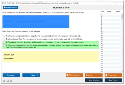 SAP C_THR84_2205 SAP Certified Application AssociateSAP SuccessFactors Recruiting: Candidate Experience 1H/2022 Practice test exam simulator test engine exam Prep practice test questions answers Image 3