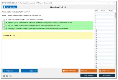 SAP C_LUMIRA_23 SAP Certified Application Associate - SAP Lumira Designer 2.3 Practice test exam simulator test engine exam Prep practice test questions answers Image 2