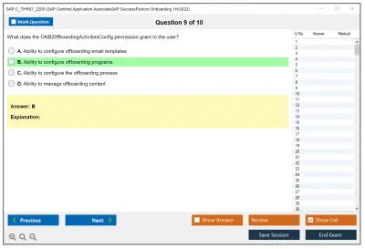 SAP C_THR97_2205 SAP Certified Application AssociateSAP SuccessFactors Onboarding 1H/2022 Practice test exam simulator test engine exam Prep practice test questions answers Image 9