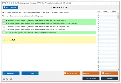 SAP C_TS4C_2018 SAP Certified Application Associate - SAP S/4HANA Cloud Implementation with SAP Activate Practice test exam simulator test engine exam Prep practice test questions answers Image 4