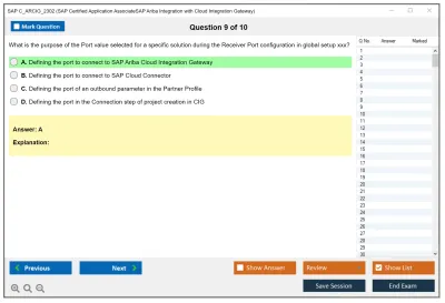 SAP C_ARCIG_2302 SAP Certified Application AssociateSAP Ariba Integration with Cloud Integration Gateway Practice test exam simulator test engine exam Prep practice test questions answers Image 9